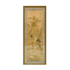 FRAMED ANTIQUE CHINESE LANDSCAPE SILK PAINTING