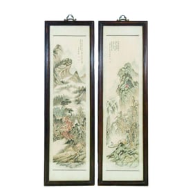 PAIR OF FRAMED CHINESE LANDSCAPE PAINTING