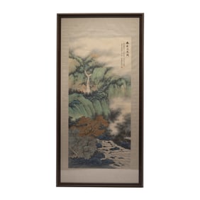 WU HUFAN LANDSCAPE FRAMED PAINTING