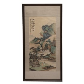 WU HUFAN LANDSCAPE FRAMED PAINTING