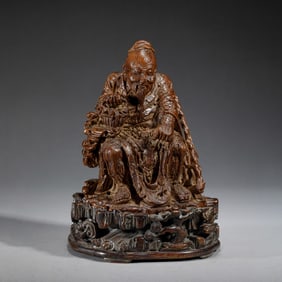 A BAMBOO CARVING FIGURE ORNAMENTS