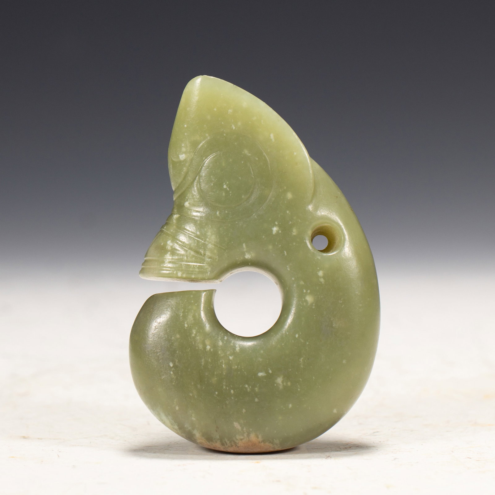 A CHINESE CARVED JADE PIG DRAGON (1 of 9)