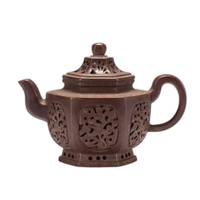 A YIXING GLAZE ZISHA TEAPOT