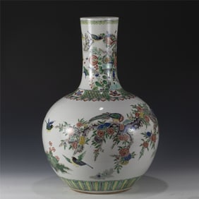 QING KANGXI FAMILLE ROSE CELESTIAL SPHERE VASE