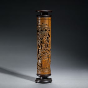 A CARVED BAMBOO INCENSE HOLDER