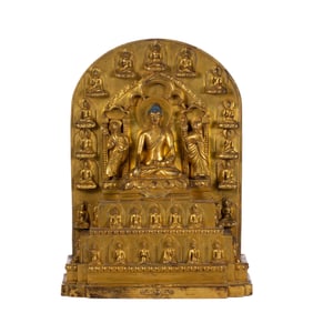 A GILT BRONZE FIGURE OF BUDDHA STATUE
