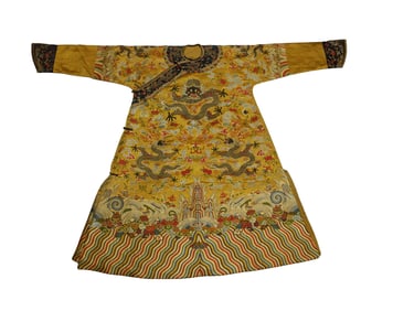 A CHINESE IMPERIAL YELLOW COLOR DRAGON ROBE