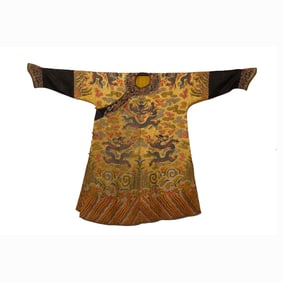 A CHINESE EMBROIDERED DRAGON ROBE