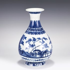 QING QIANLONG SPRING VASE BLUE & WHITE