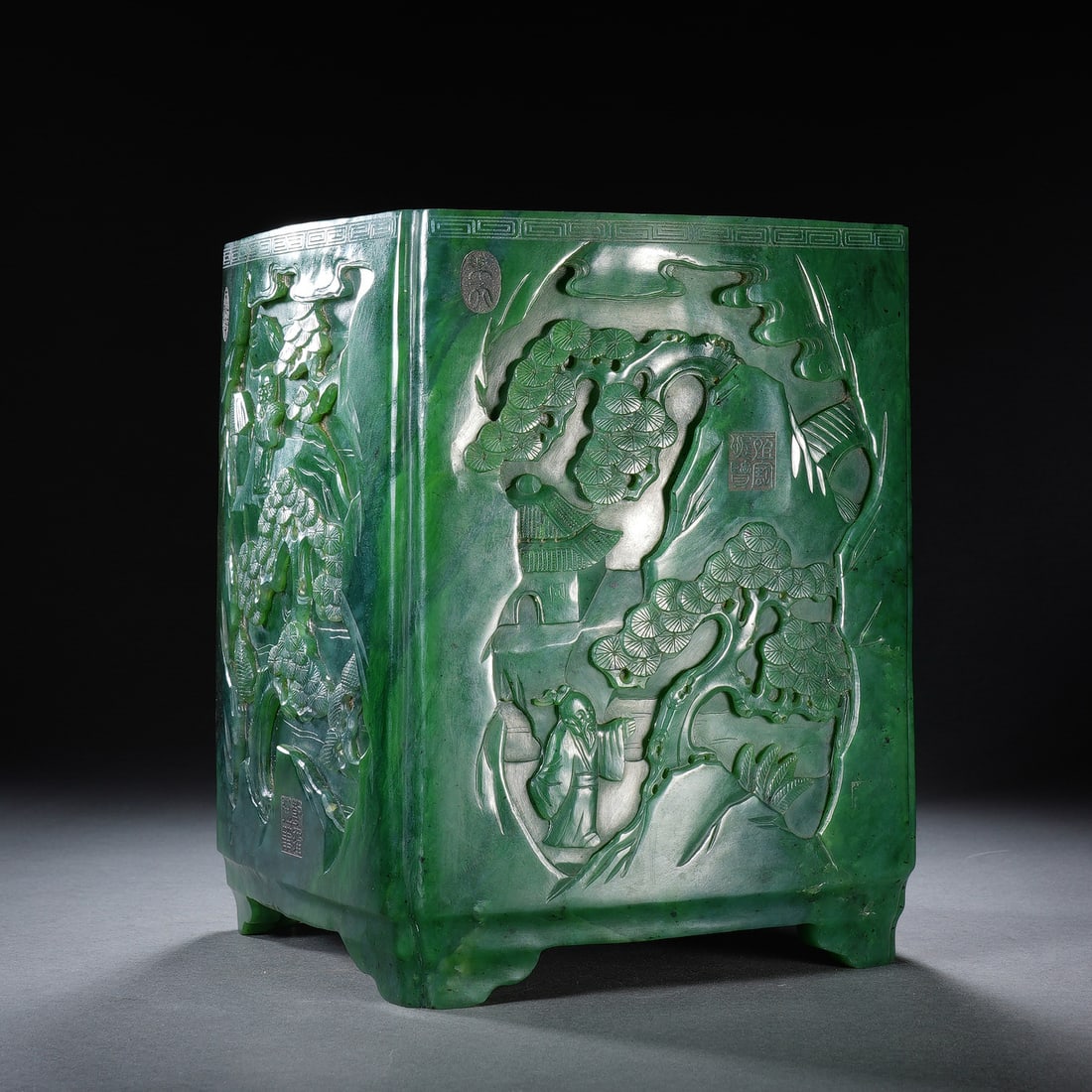 CHINESE JASPER SCHOLAR PINE BRUSH POT (1 of 7)