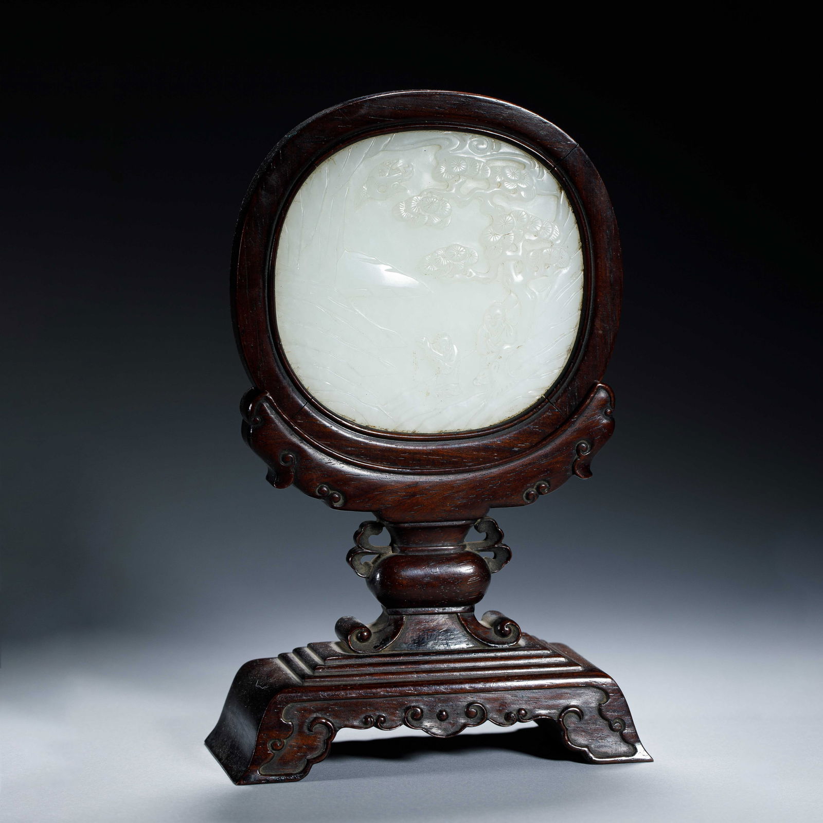 CHINESE ROSEWOOD HETIAN JADE TABLE SCREEN (1 of 8)