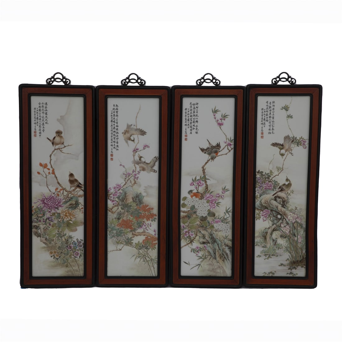 SET OF 4 CHENGYI FRAMED PORCELAIN PAINTINGS (1 of 8)