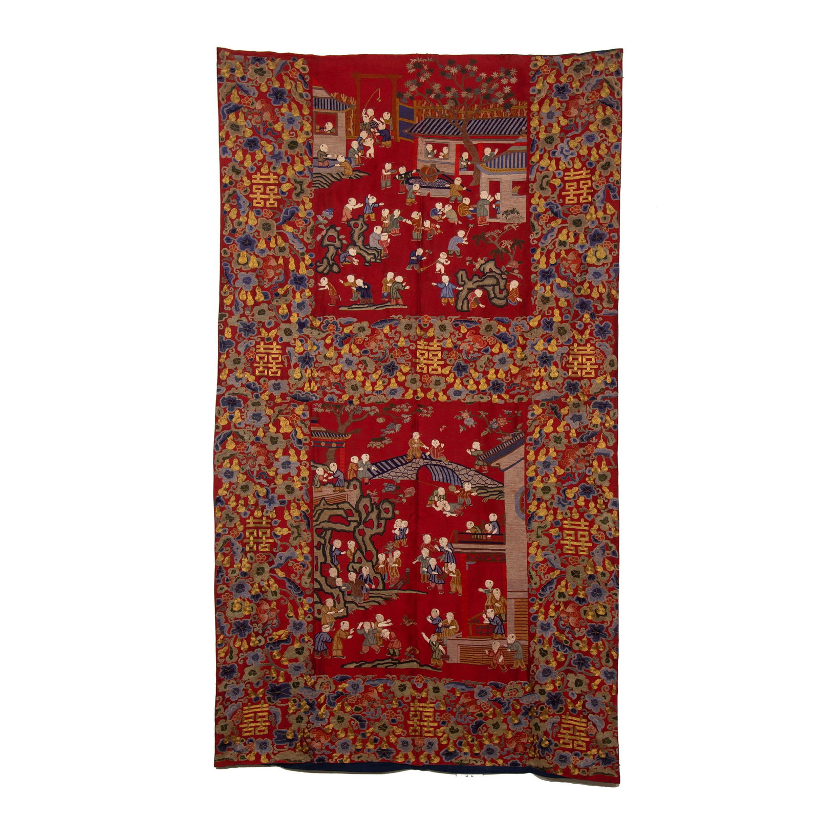 CHINESE GOLD-THREAD EMBROIDERY BOYS TAPESTRY (1 of 11)