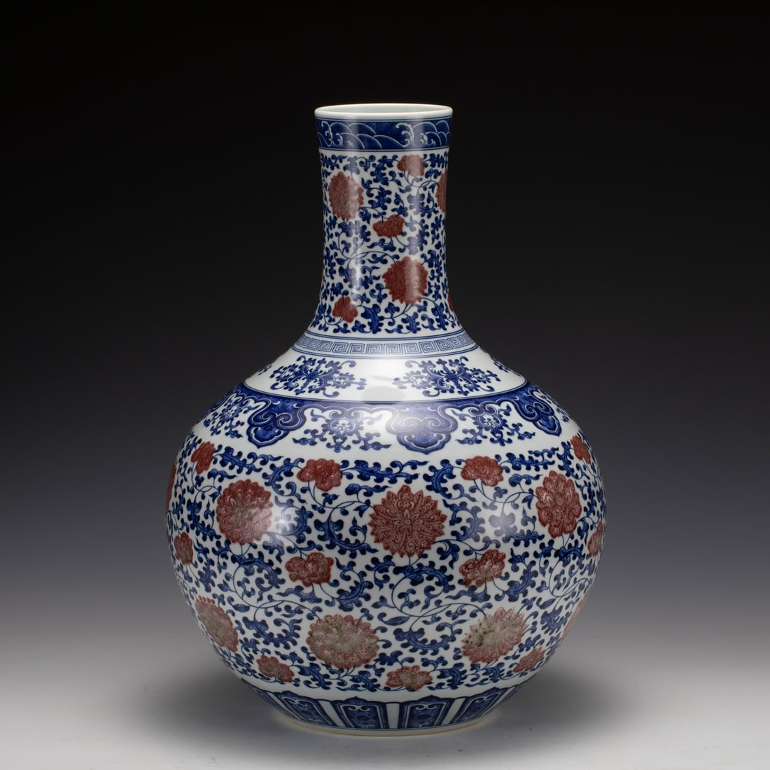 YONGZHENG BLUE & WHITE RED LOTUS CELESTIAL VASE (1 of 8)