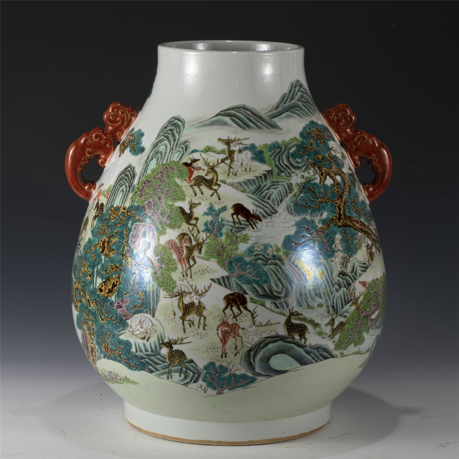 QING FAMILLE ROSE HUNDRED DEER ZUN VASE (1 of 7)