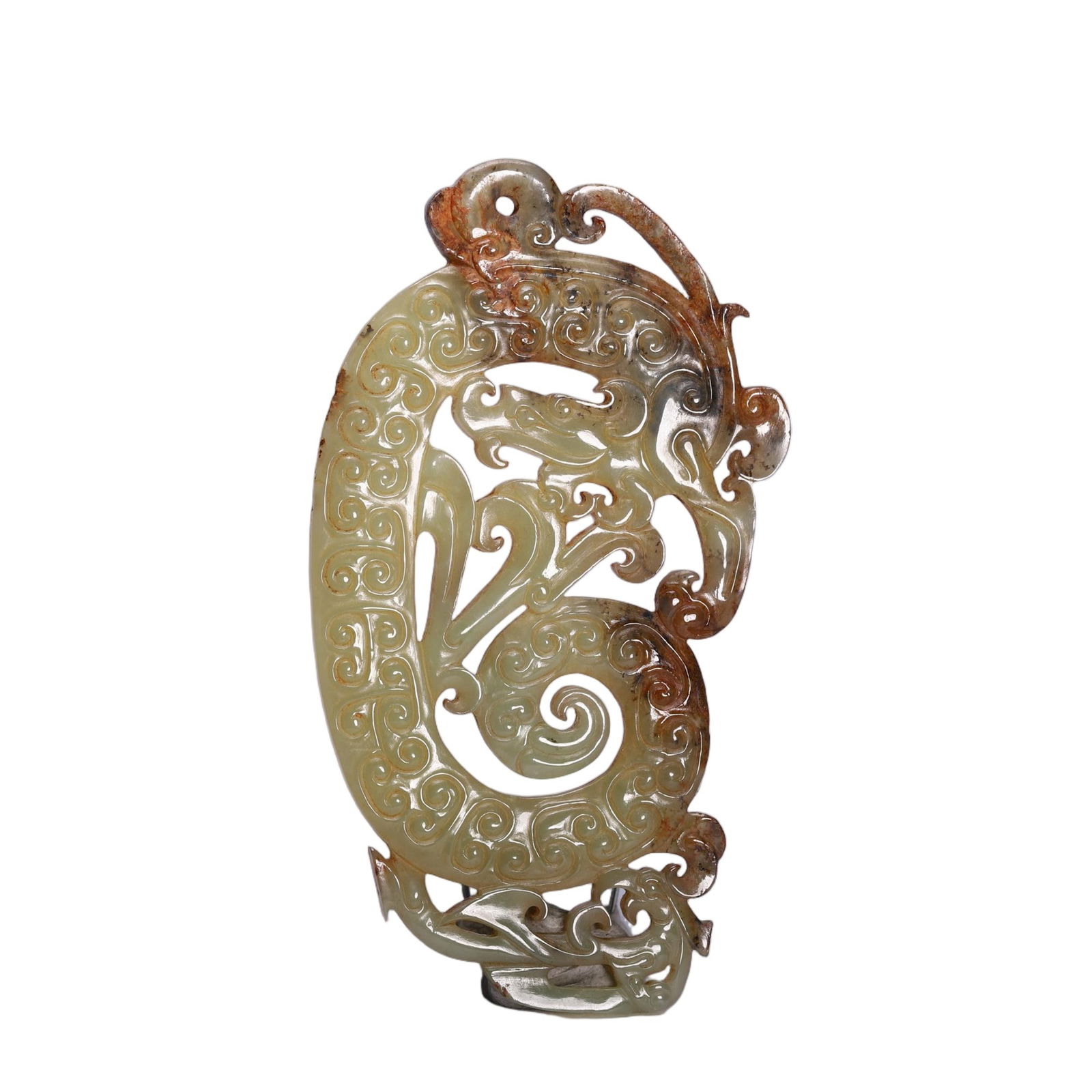 CHINESE ARCHAIC JADE DRAGON BI PENDANT (1 of 9)