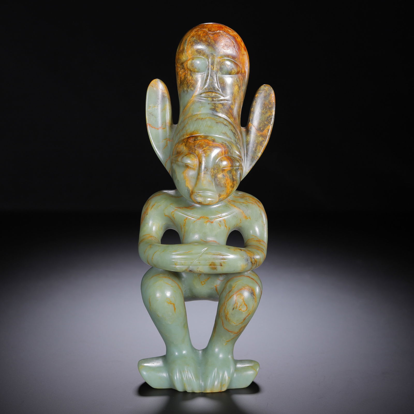 CHINESE CELADON JADE FIGURAL CARVING (1 of 9)