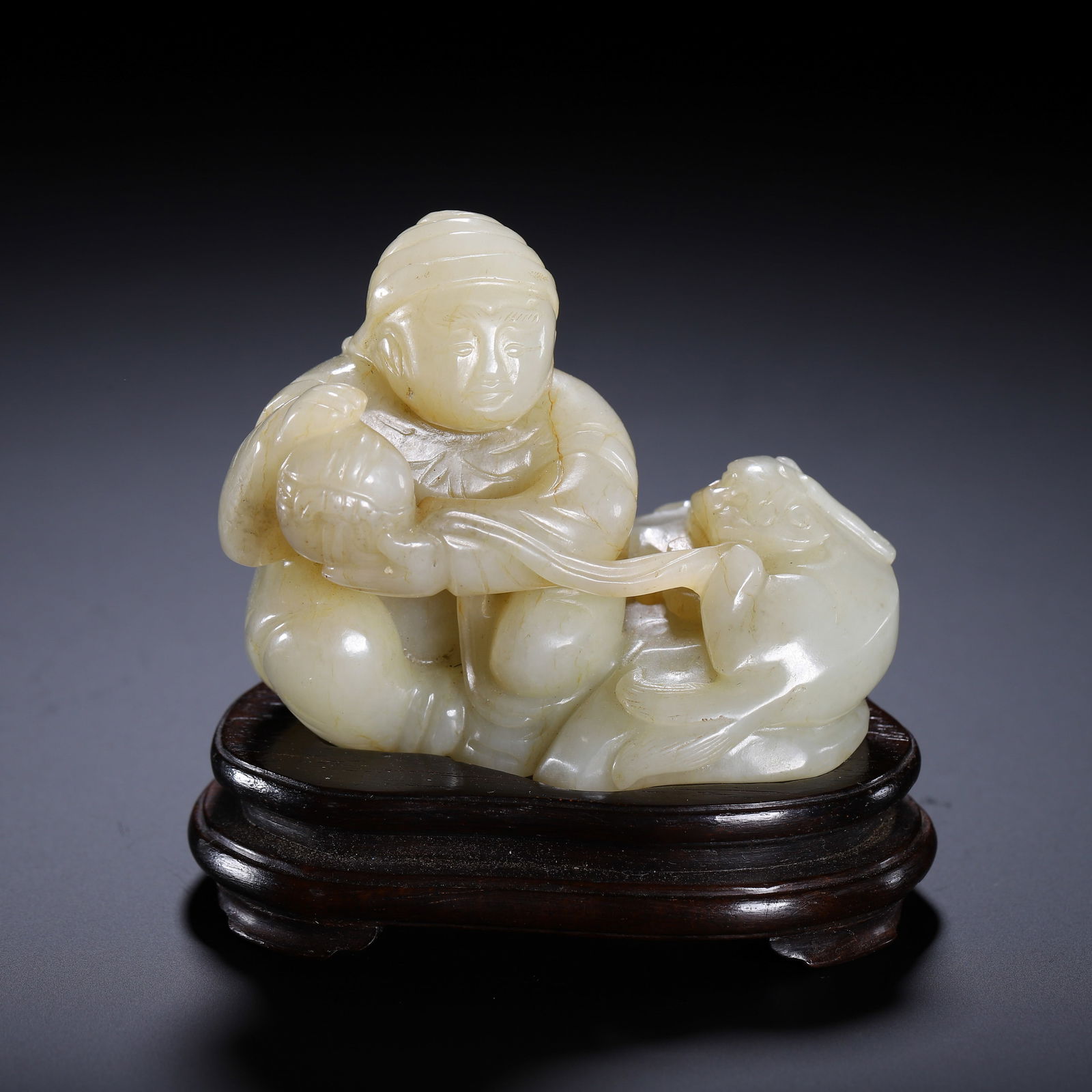 CHINESE HETIAN JADE FIGURE GROUP (1 of 9)