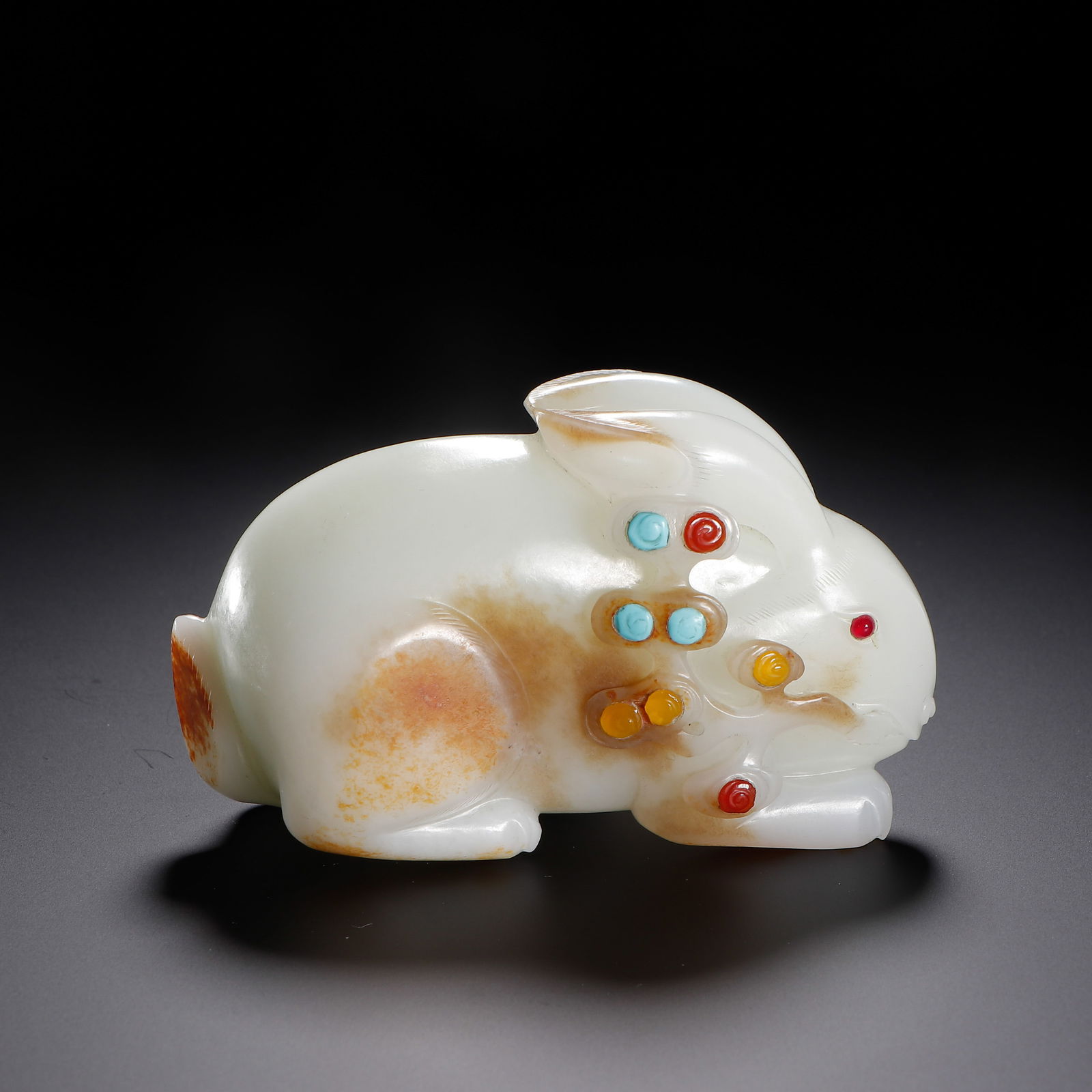 CHINESE HETIAN JADE HARE WITH INLAYS (1 of 9)