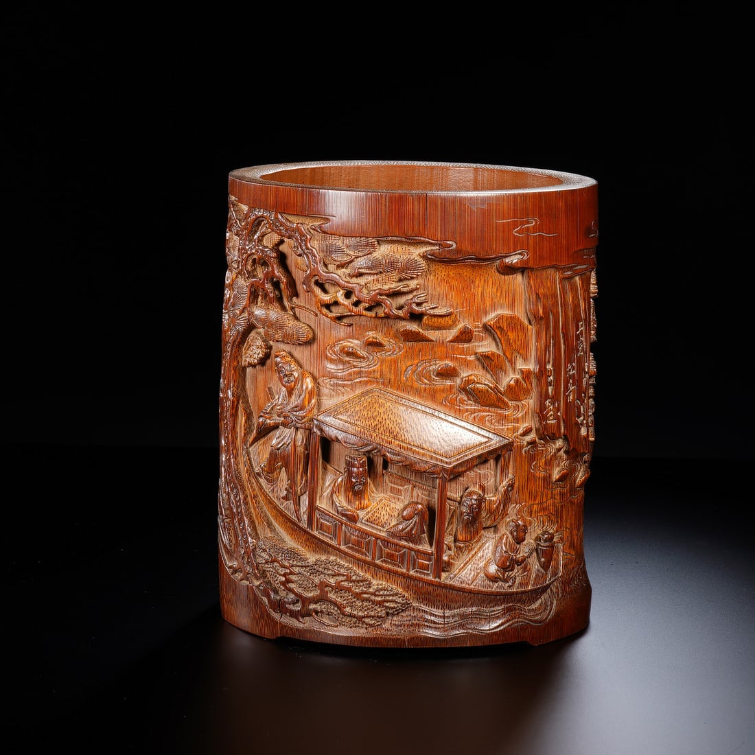 CHINESE BAMBOO FIGURAL STORY BRUSH POT (1 of 10)