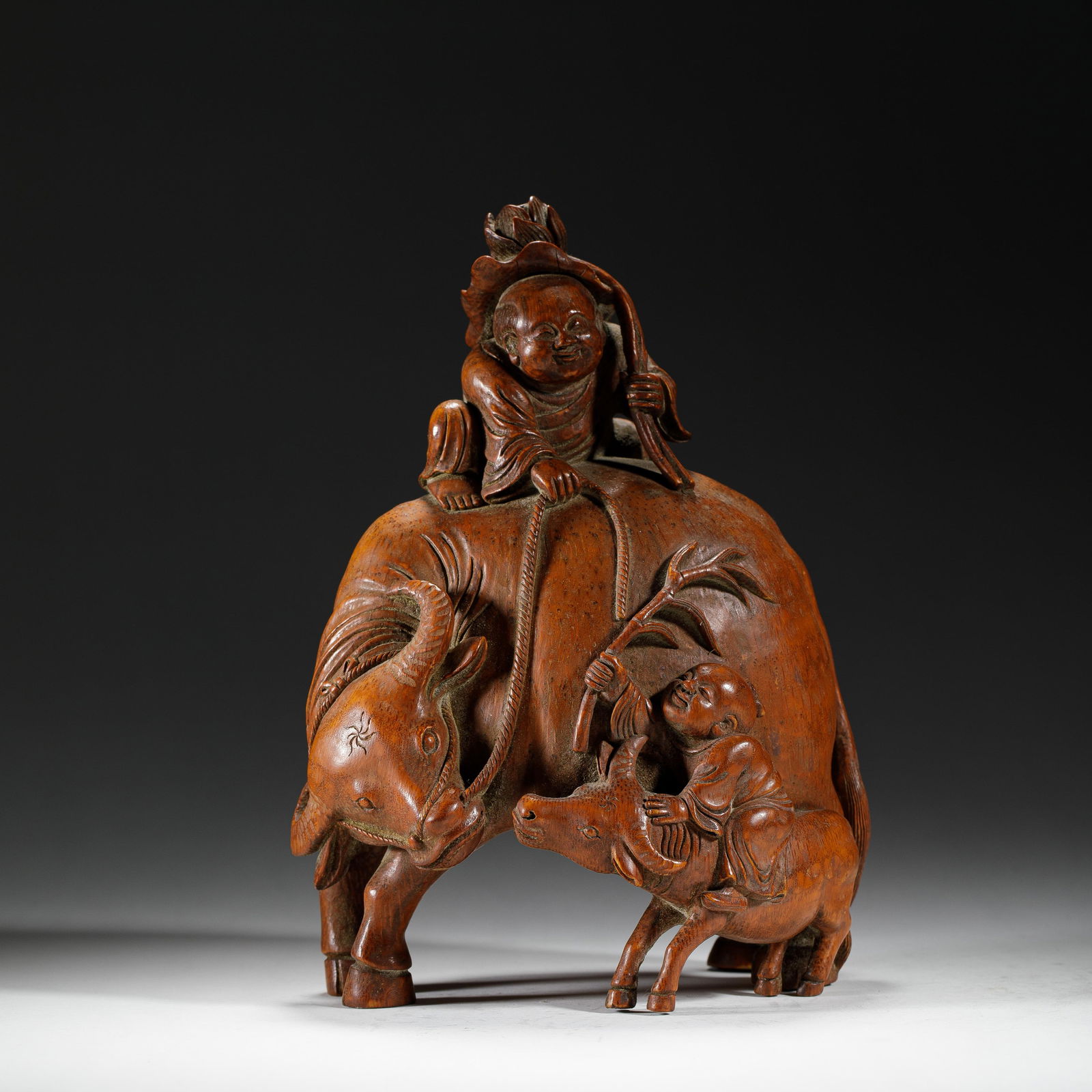 CHINESE BAMBOO ROOT BOY & BUFFALO ORNAMENT (1 of 8)