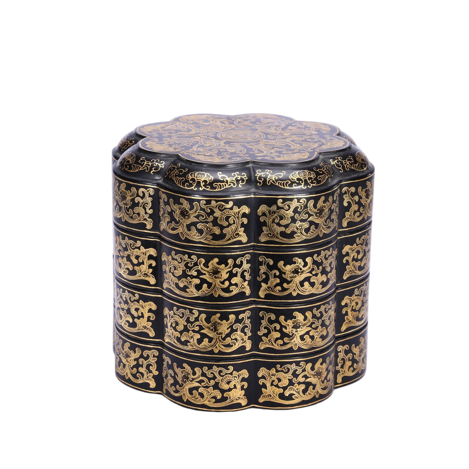 CHINESE LACQUER GILT FLORAL BOX (1 of 9)