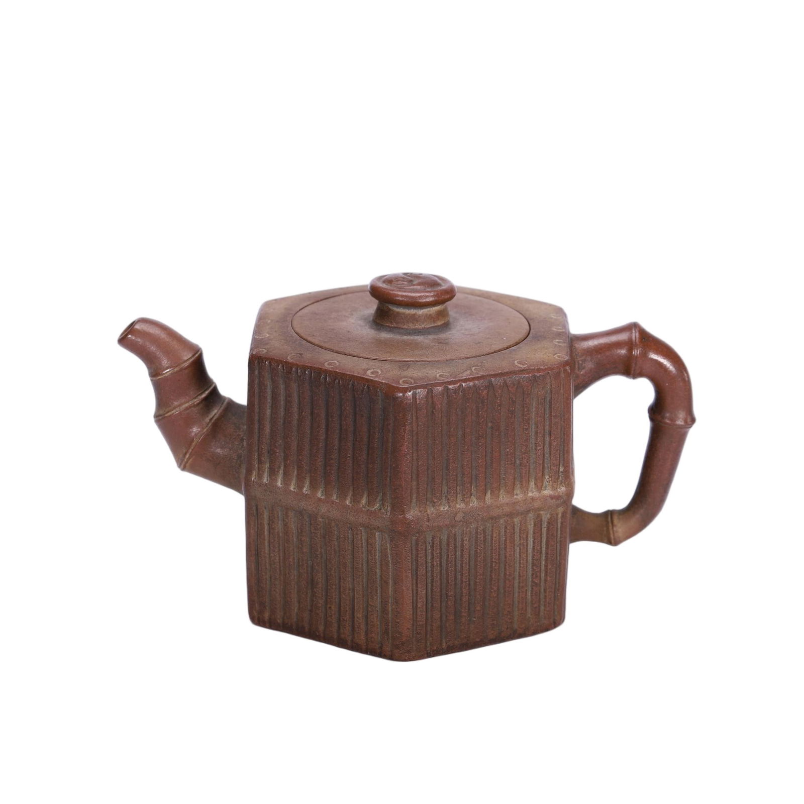 CHINESE YIXING ZISHA BAMBOO TEAPOT (1 of 9)