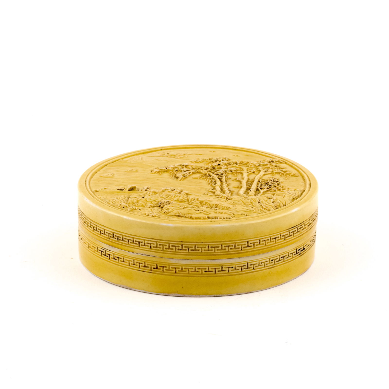 CHINESE FAMILLE JAUNE PORCELAIN CARVING LIDDED BOX (1 of 4)