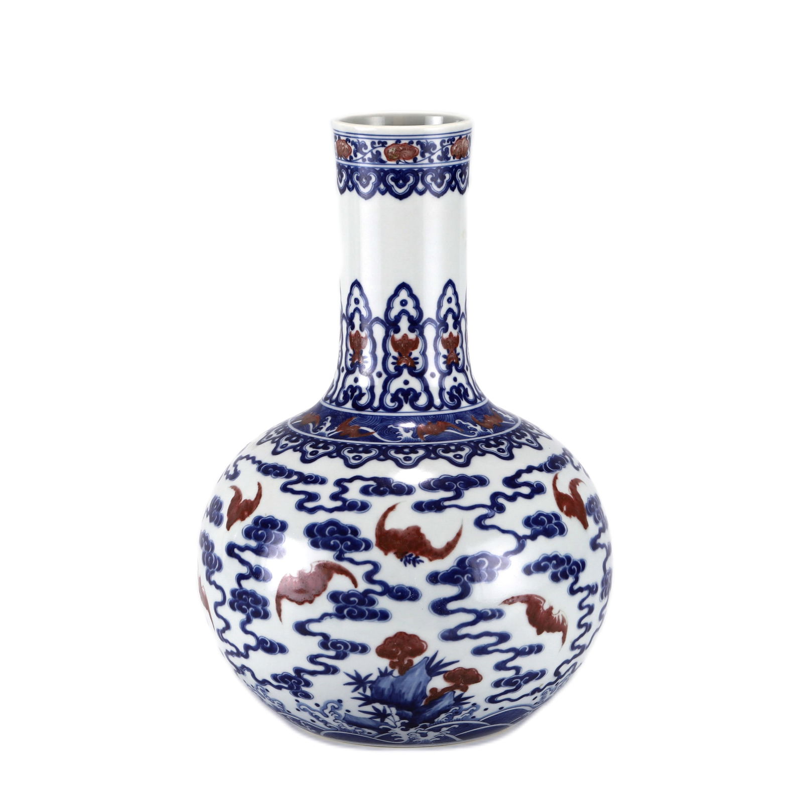 QING QIANLONG BLUE & WHITE RED GLAZE CELESTIAL VASE (1 of 9)