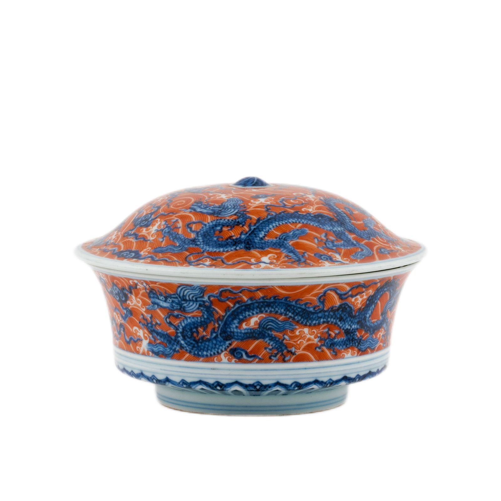 RED AND BLUE DRAGON LIDDED BOWL (1 of 6)
