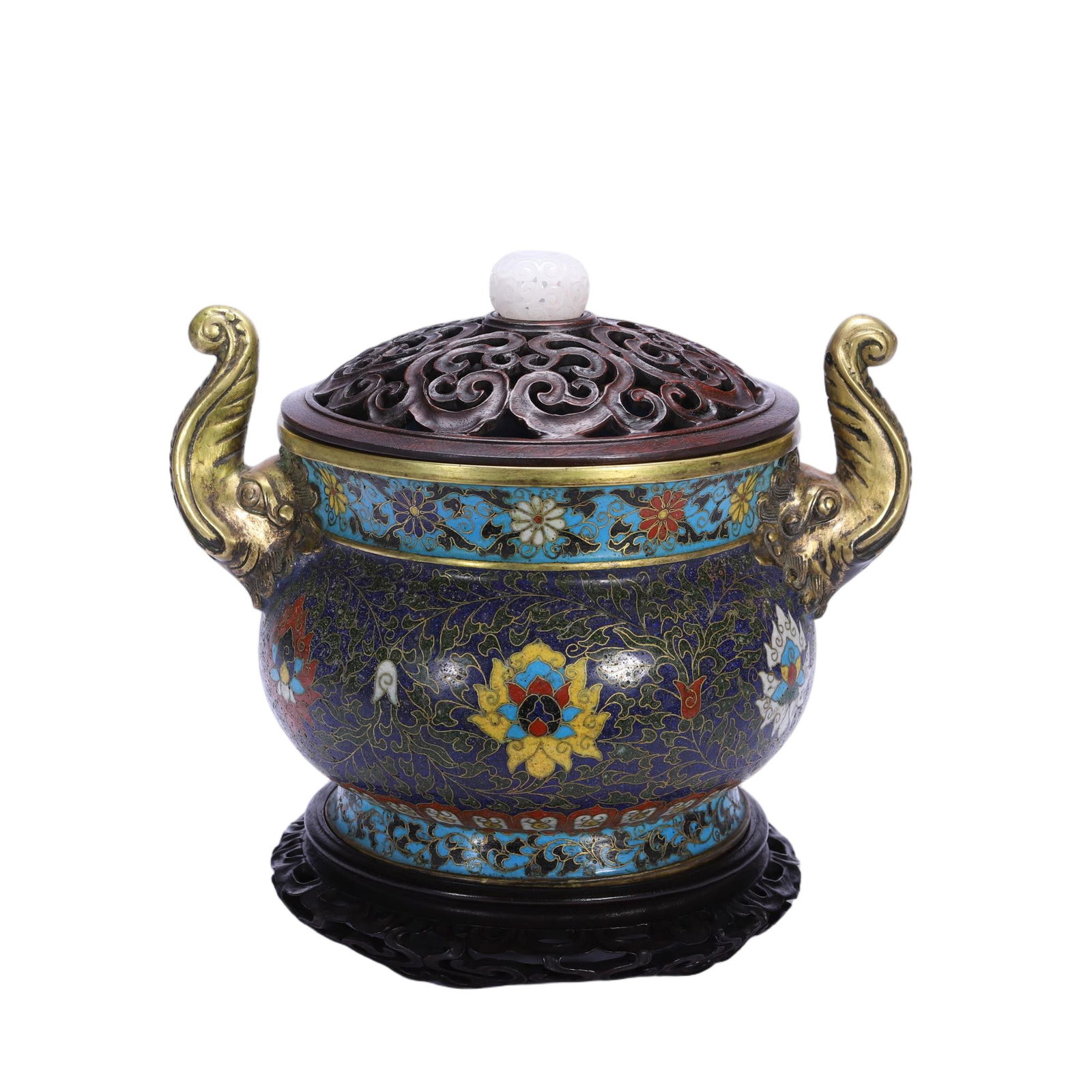 CHINESE CLOISONN? ELEPHANT-HANDLED CENSER (1 of 9)
