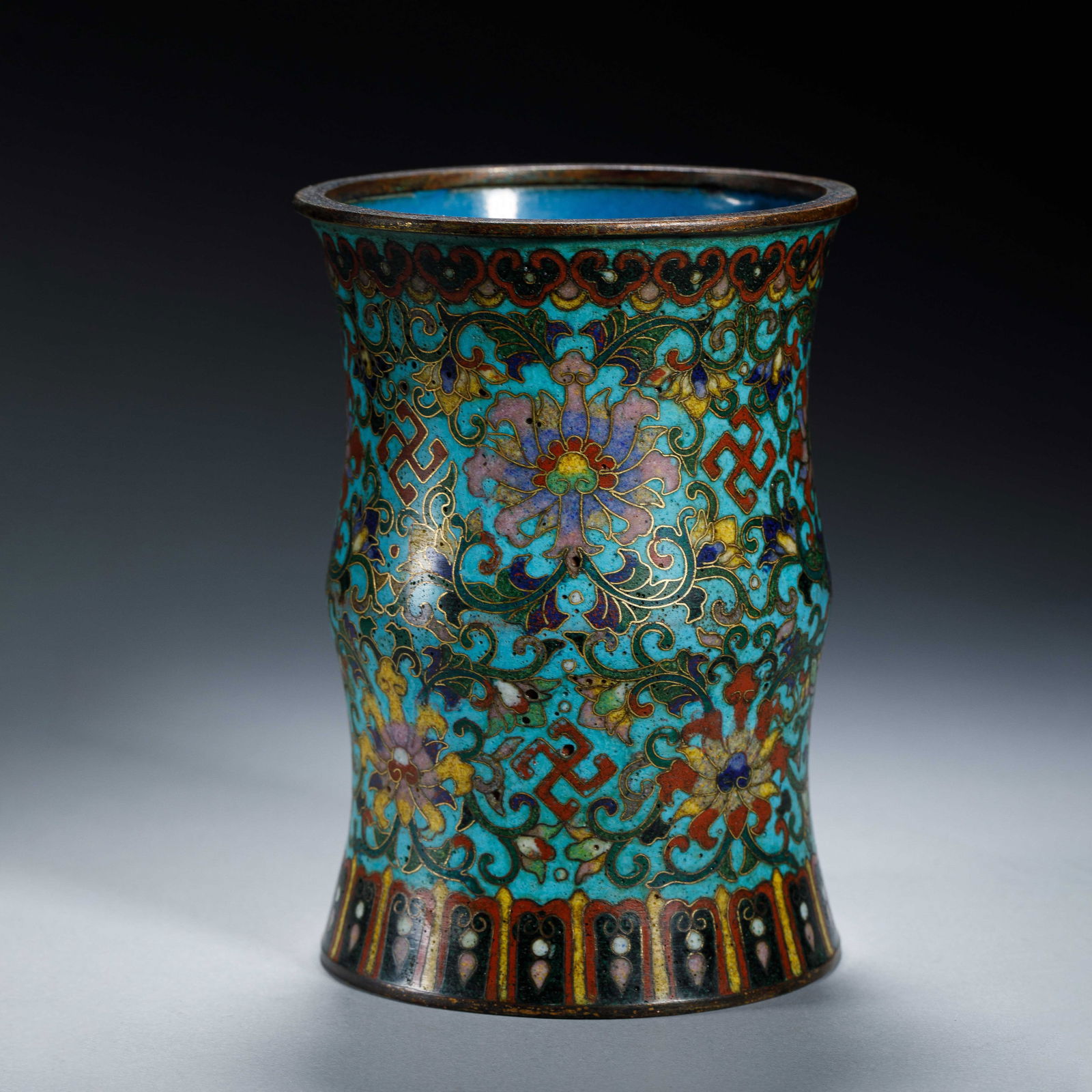 CHINESE CLOISONN? FLORAL BRUSH POT (1 of 7)