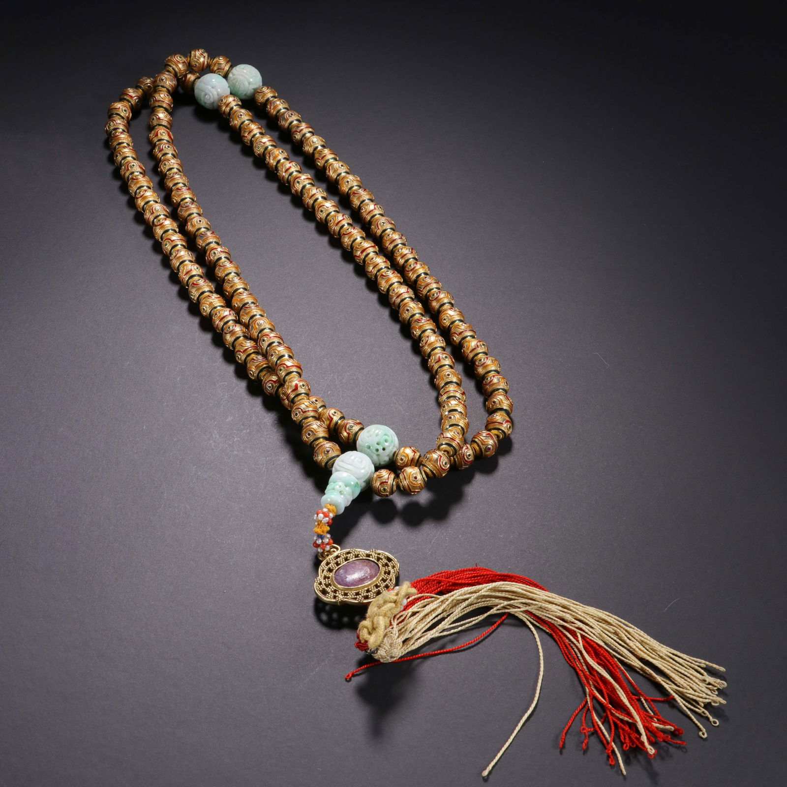 CHINESE SILVER GILT PRAYER BEADS (1 of 6)