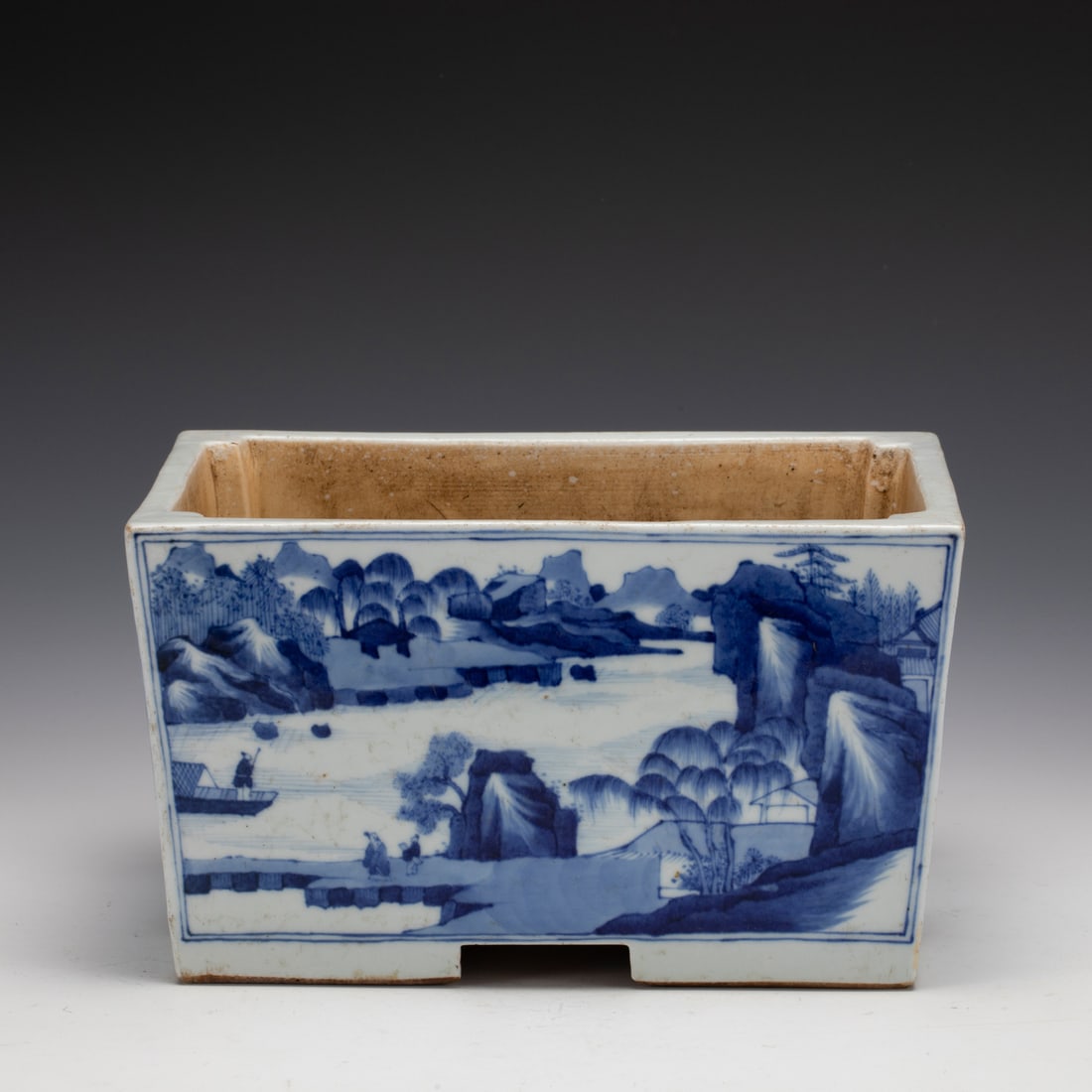 YUAN BLUE & WHITE LANDSCAPE PLANT POT (1 of 11)