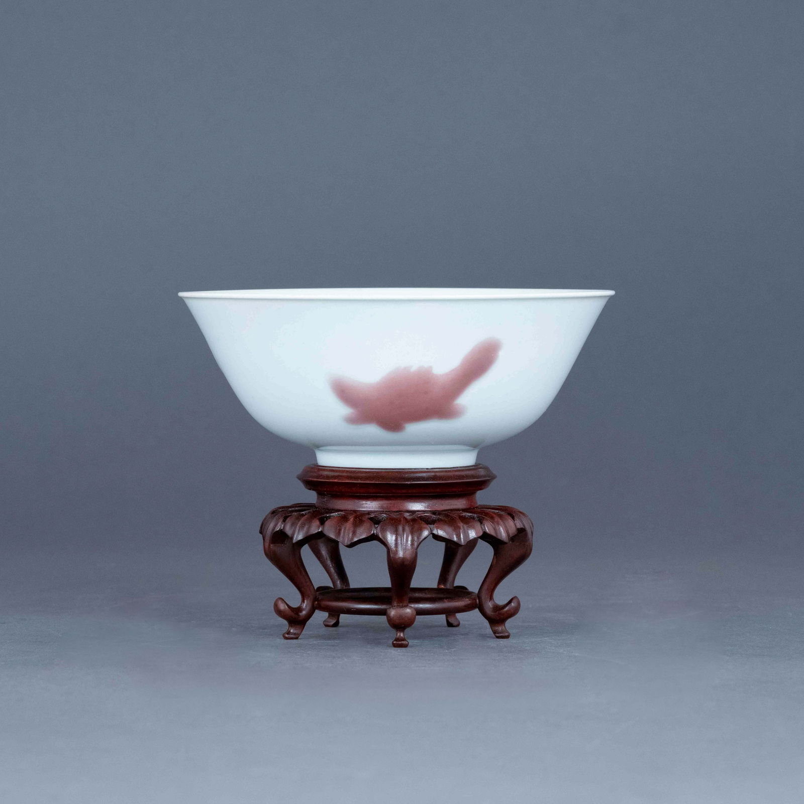 YONGZHENG RED CARP BOWL ON STAND (1 of 5)