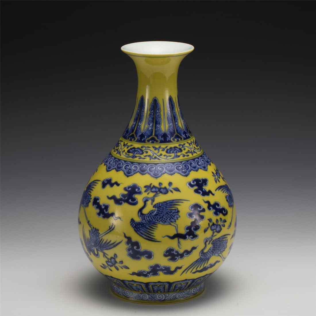 QING QIANLONG BLUE & WHITE YELLOW GLAZED SPRING VASE (1 of 6)