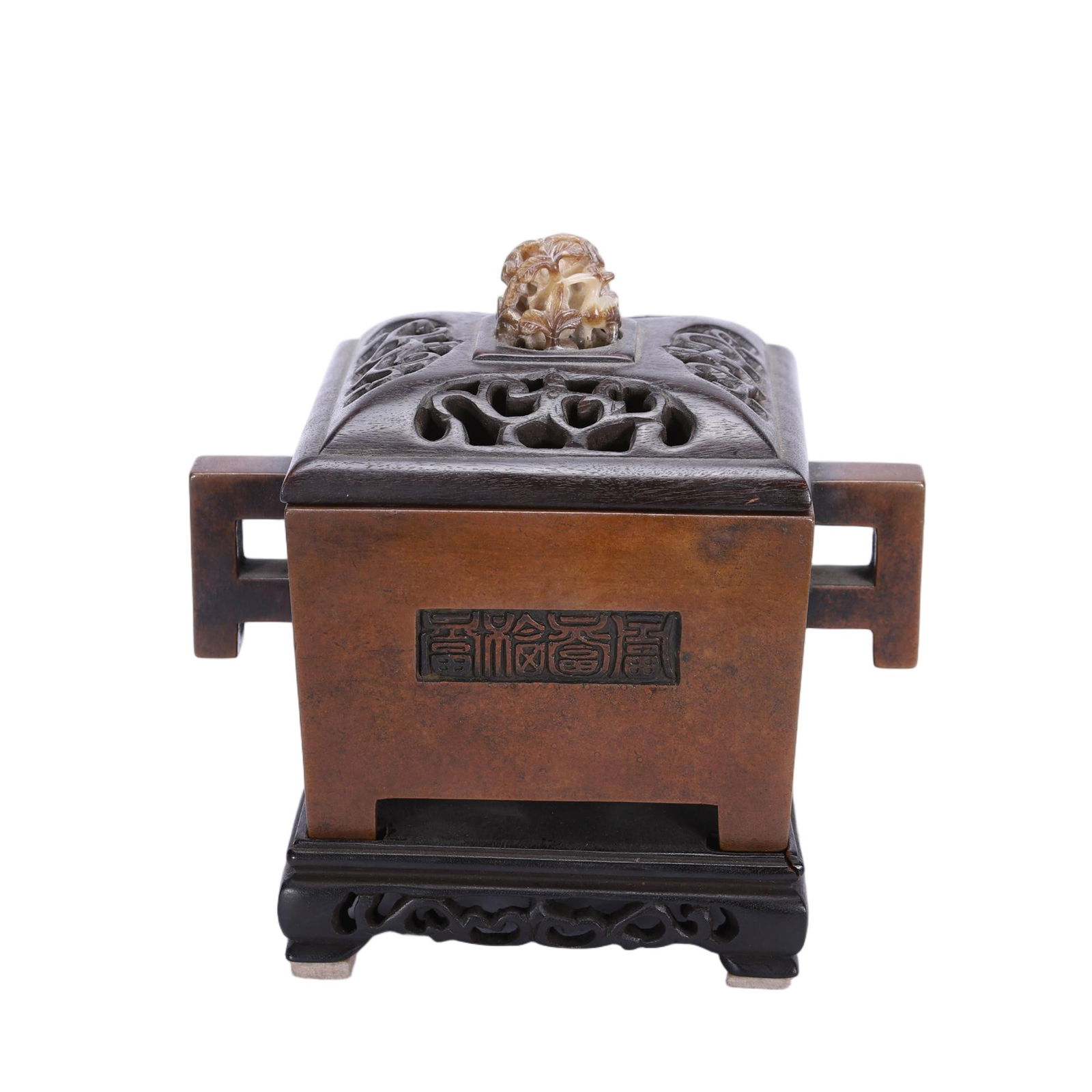 CHINESE BRONZE SQUARE CENSER (1 of 9)