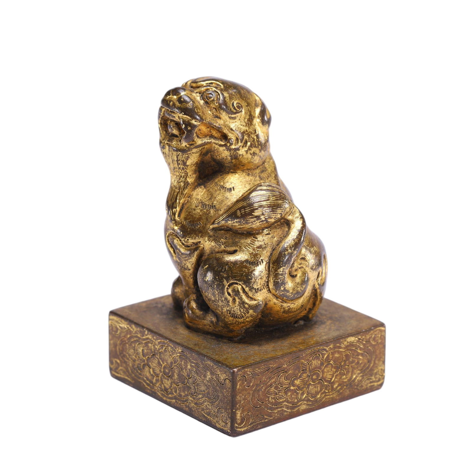 CHINESE GILT BRONZE BEAST SEAL (1 of 9)