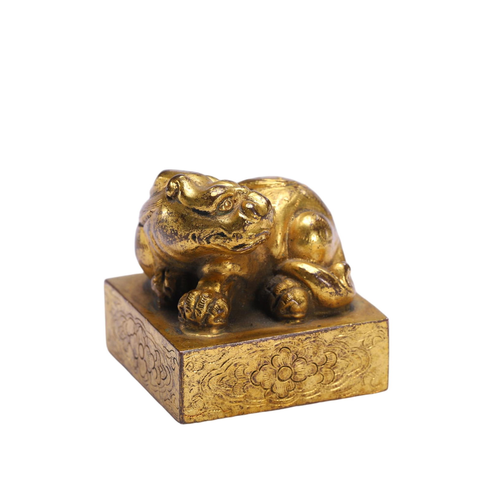 CHINESE GILT BRONZE BEAST SEAL (1 of 9)