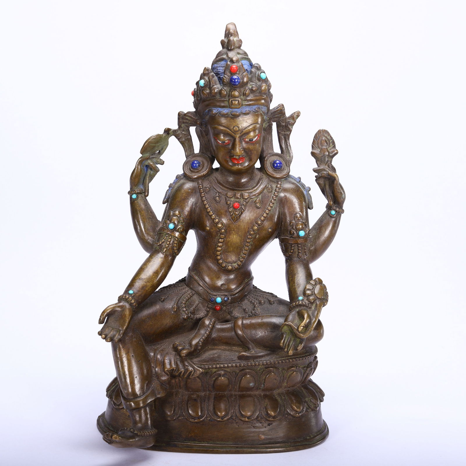 CHINESE BRONZE FOUR-ARMED TARA STATUE (1 of 9)