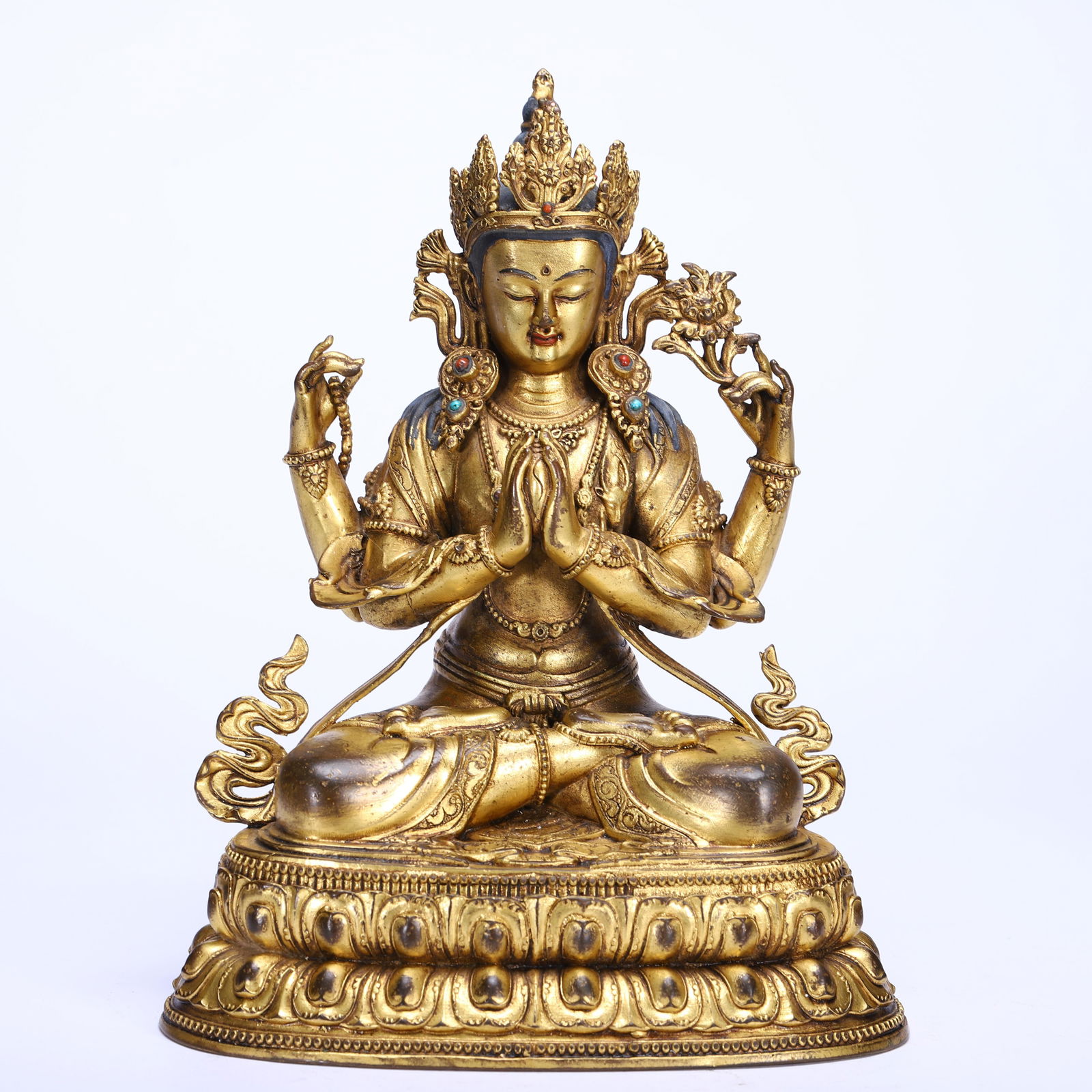 CHINESE GILT BRONZE CHENREZIG STATUE (1 of 9)