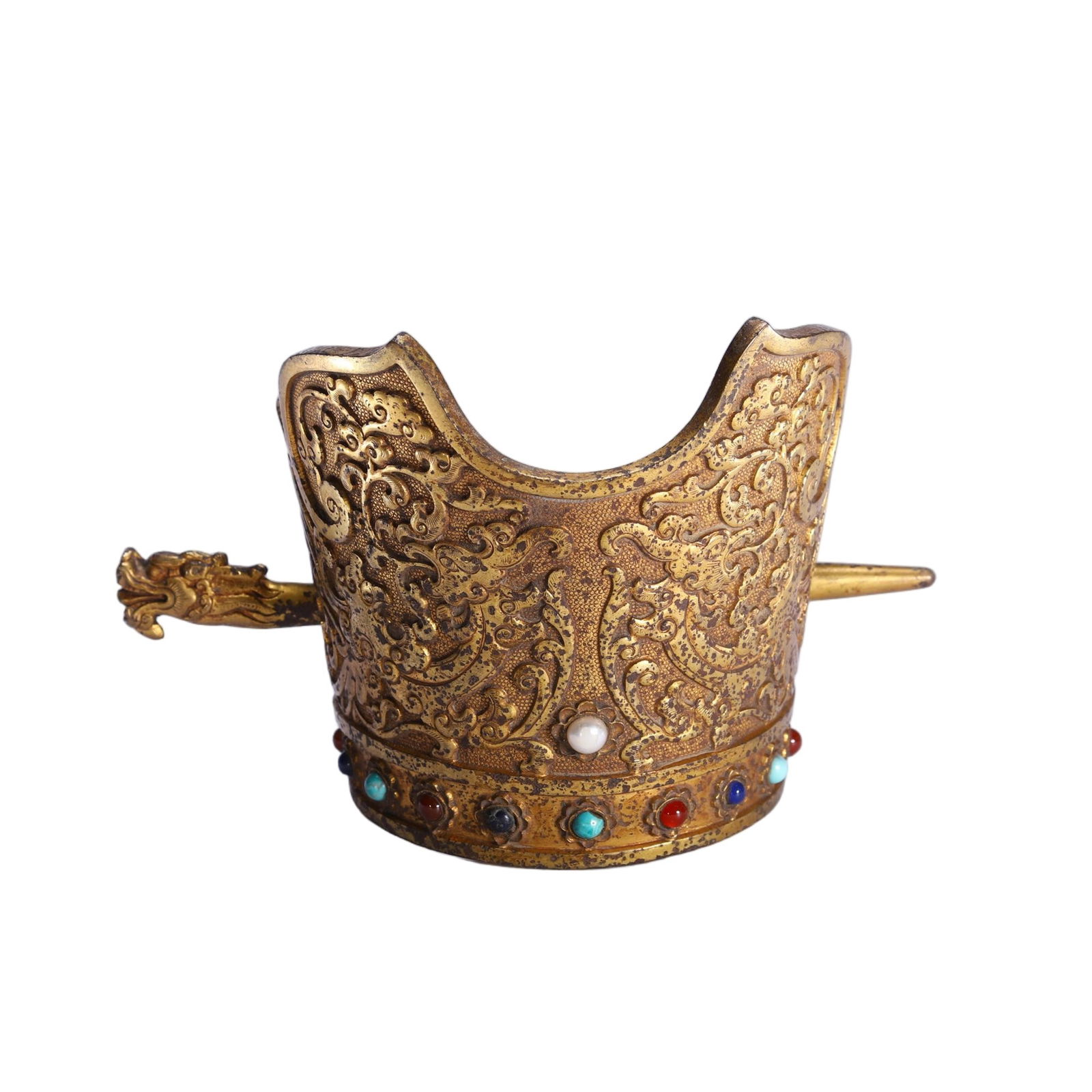 CHINESE GILT BRONZE HAIR CROWN (1 of 9)