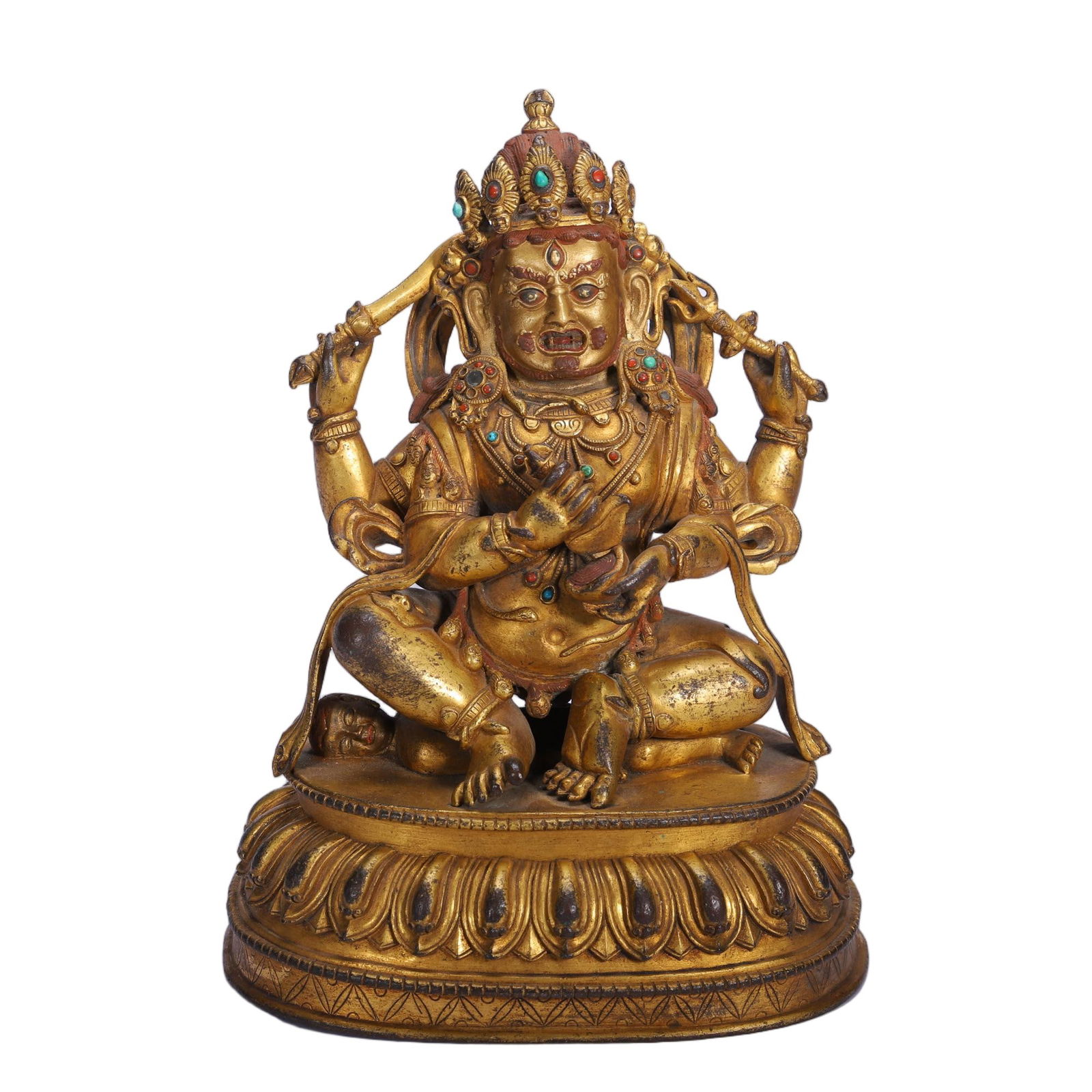 CHINESE GILT BRONZE MAHAKALA STATUE (1 of 9)