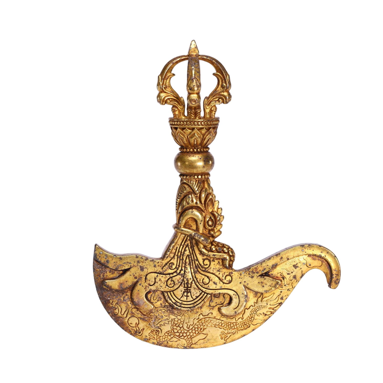 CHINESE GILT-BRONZE RITUAL VAJRA AXE (1 of 9)