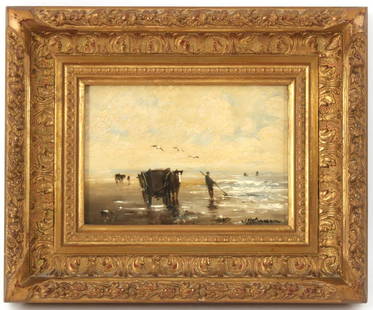 Willem George Frederik Jansen (1871-1949): Willem George Frederik Jansen (1871-1949) Schelpenvisser, paneel 15,5x22 cm Category: Schilderijen;