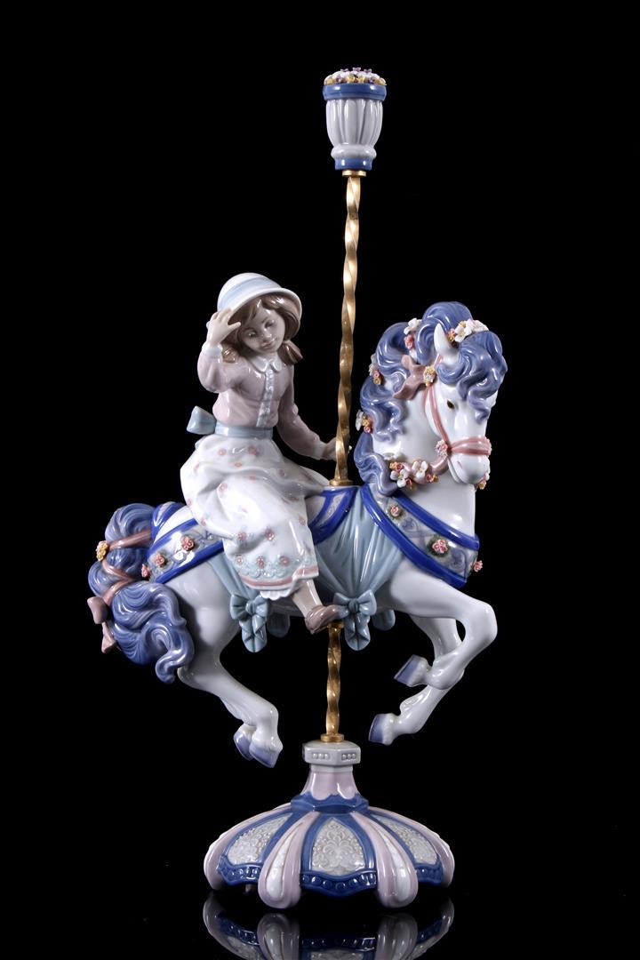 Lladro porcelain sculpture no.5731, Carousel Charm: Lladro porcelain sculpture no.5731, Carousel Charm, Nina En Cacalliro Feria, design Jose Puche, period 1991-1994, 42 cm high