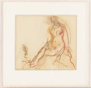 Ger Lataster: Ger Lataster (1920-)Bathsheba, watercolor / drawing dated 1991, 45x57 cm