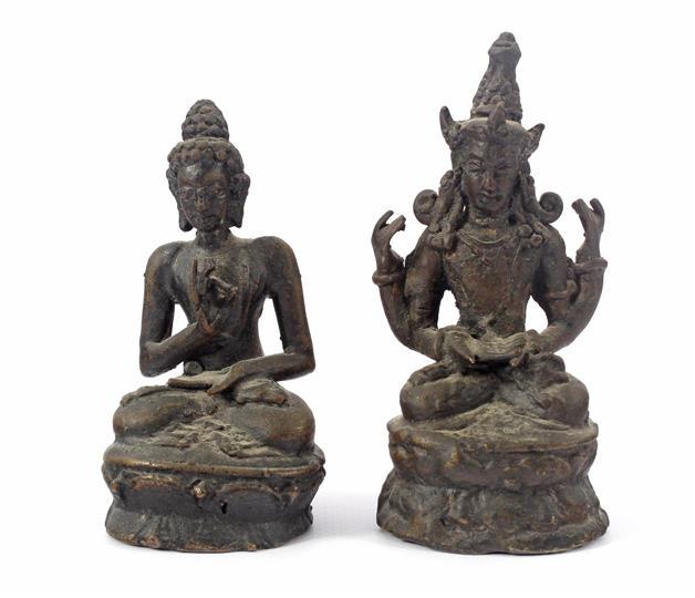 2 bronze Buddha statues: 2 Asian bronze Buddha statues 8.5 cm and 10 cm high