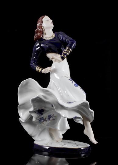 Royal Dux: Royal Dux porcelain statue of a dancer 59.5 cm high