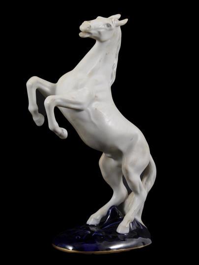 Royal Dux: Royal Dux porcelain statue of a rearing horse, 30 cm high